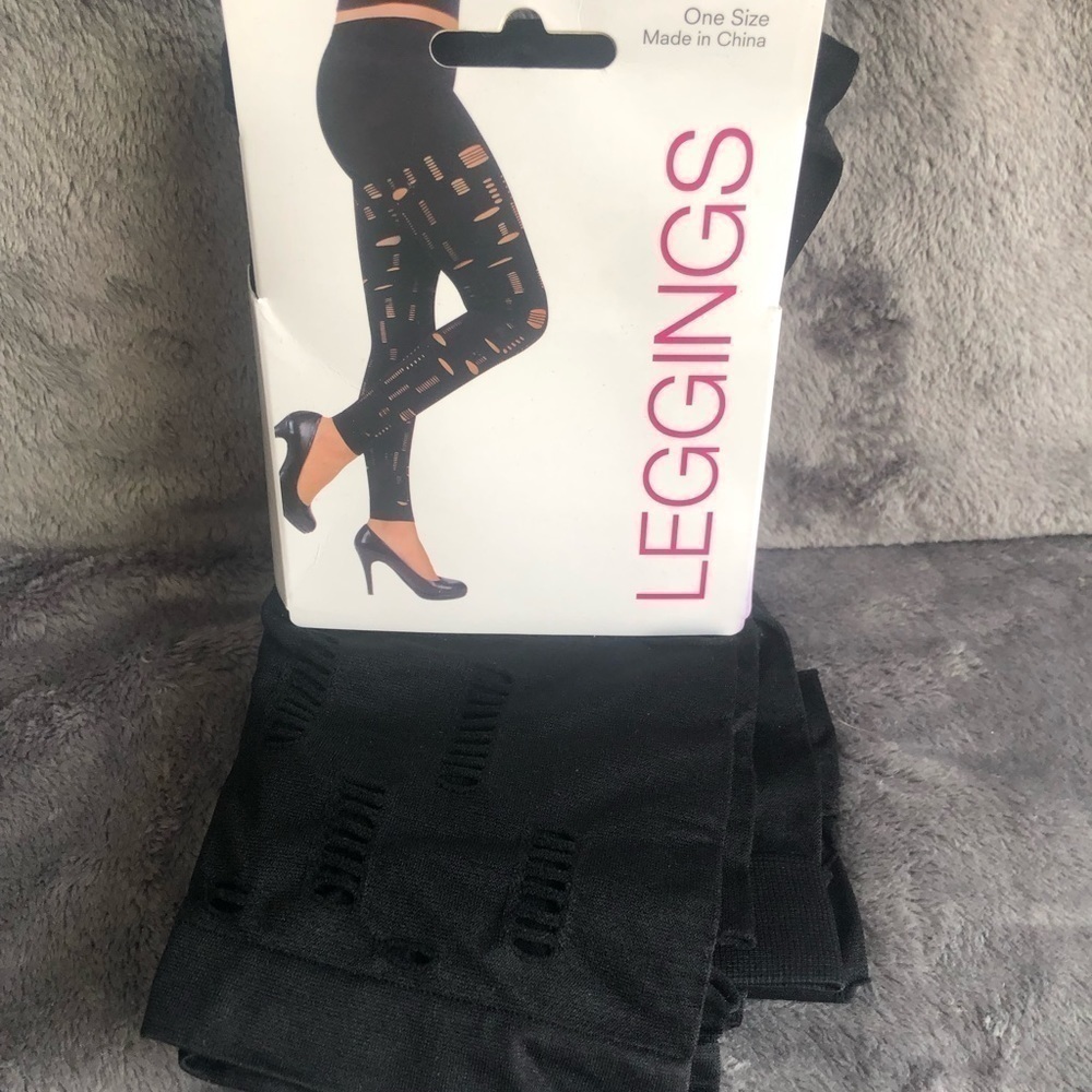 Capelli New York Black Distressed Shredded Cut Out Leggings One Size Kohl's